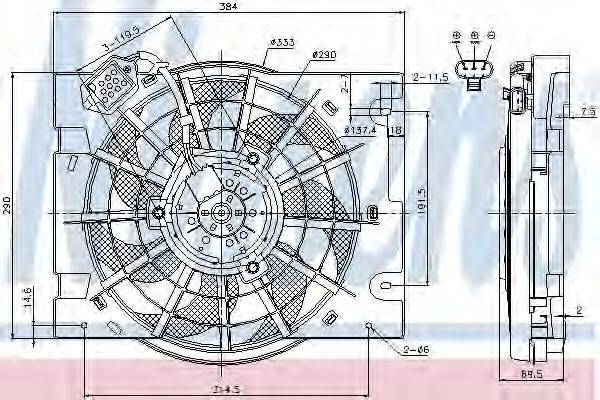 Вентилятор, конденсатор кондиционера 85186 NISSENS