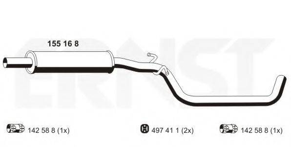Средний глушитель выхлопных газов 155168 ERNST