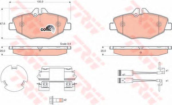 Комплект тормозных колодок, дисковый тормоз GDB1542 TRW