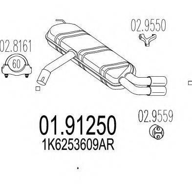 Глушитель выхлопных газов конечный 01.91250 MTS