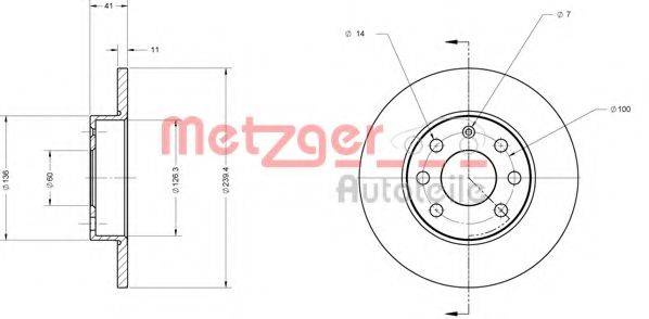 Тормозной диск 6110450 METZGER