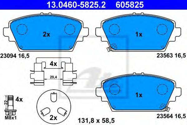 Комплект тормозных колодок, дисковый тормоз 13.0460-5825.2 ATE