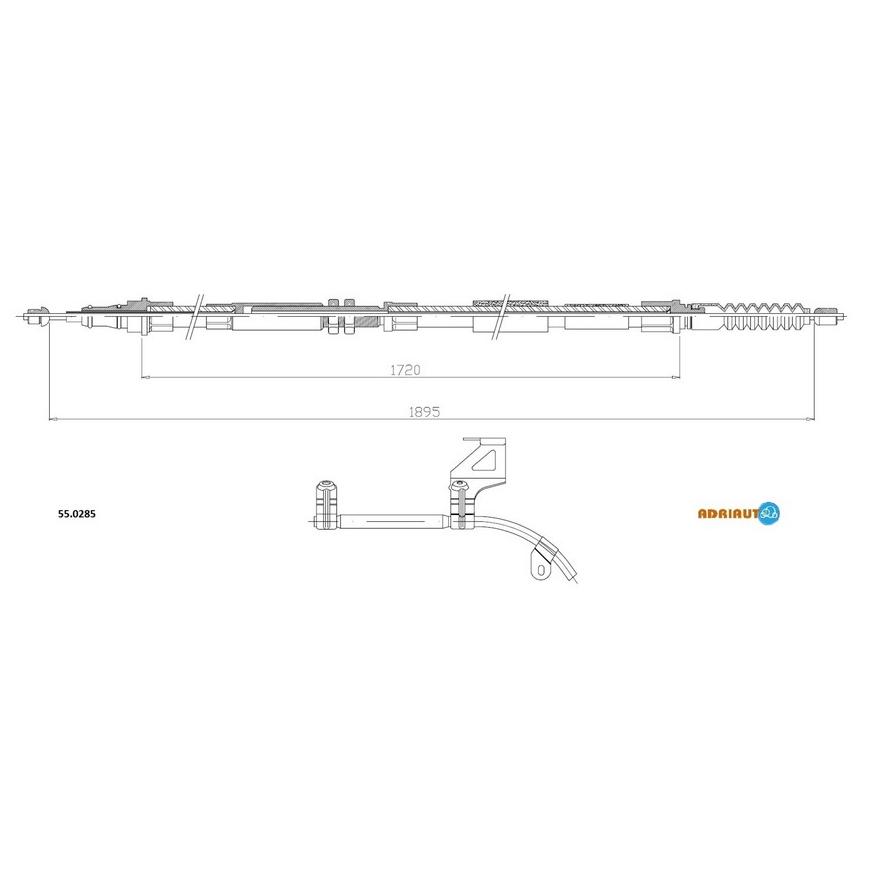 Трос стояночного тормоза задний правый 1890mm/1577mm