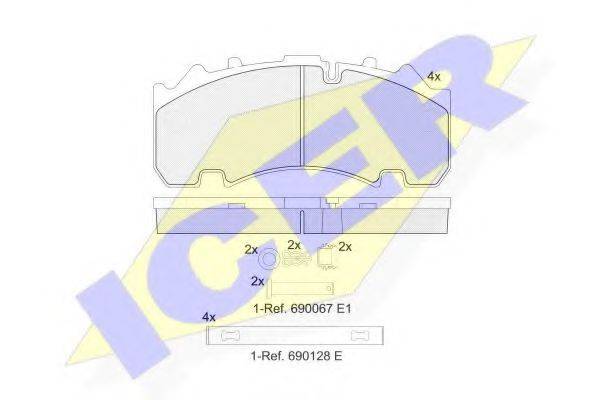 Комплект тормозных колодок, дисковый тормоз 152155-066 ICER