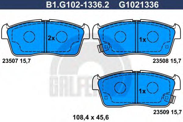 Комплект тормозных колодок, дисковый тормоз B1.G102-1336.2 GALFER