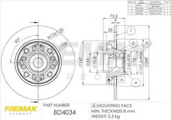 Тормозной диск BD-4034 FREMAX