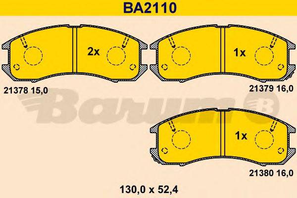 Комплект тормозных колодок, дисковый тормоз BA2110 BARUM