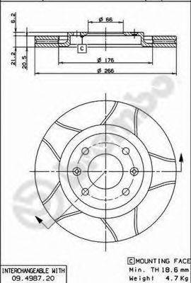 Тормозной диск 09.4987.76 BREMBO