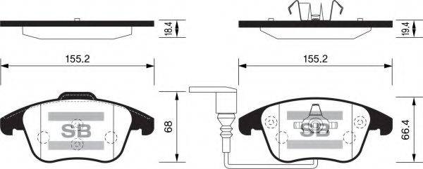 Комплект тормозных колодок, дисковый тормоз FBP2264 FI.BA