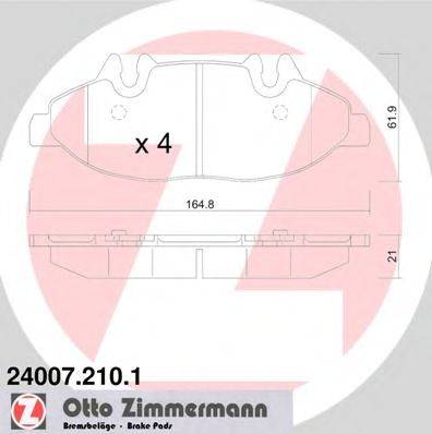 Комплект тормозных колодок, дисковый тормоз 24007.210.1 ZIMMERMANN