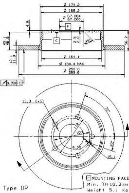 Тормозной диск 08.9175.11 BREMBO