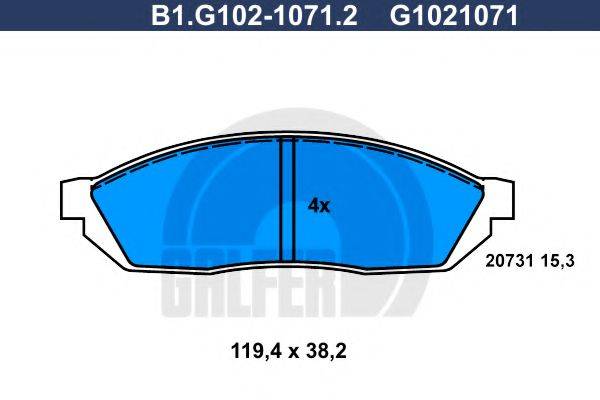 Комплект тормозных колодок, дисковый тормоз B1.G102-1071.2 GALFER