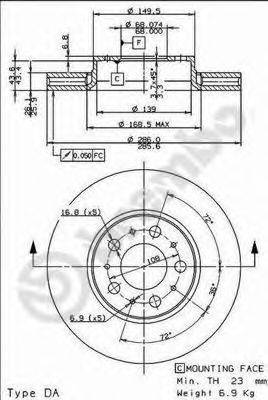 Тормозной диск 09.8633.75 BREMBO