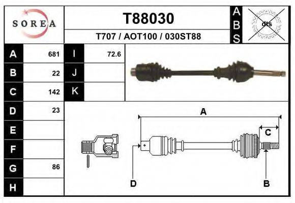 Приводной вал T88030 EAI