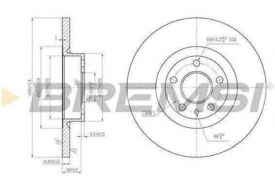 Тормозной диск DBB057S BREMSI