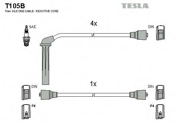 Комплект проводов зажигания T105B TESLA