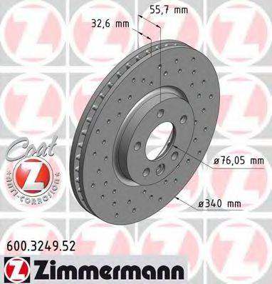 Тормозной диск 600.3249.52 ZIMMERMANN