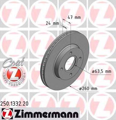 Тормозной диск 250.1332.20 ZIMMERMANN