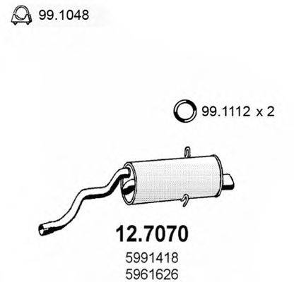 Глушитель выхлопных газов конечный 12.7070 ASSO