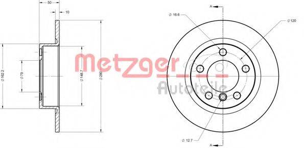 Тормозной диск 6110645 METZGER