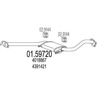 Средний глушитель выхлопных газов 01.59720 MTS