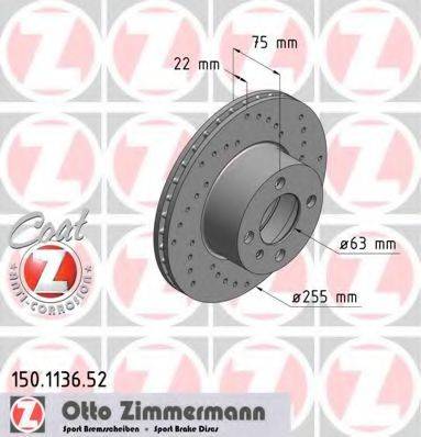 Тормозной диск 150.1136.52 ZIMMERMANN