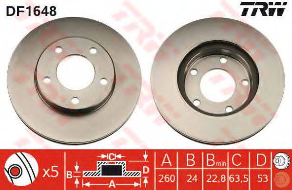 Тормозной диск DF1648 TRW