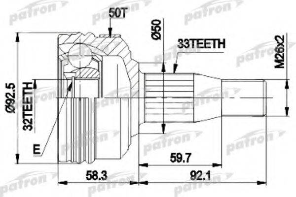 Шарнирный комплект, приводной вал PCV8957 PATRON