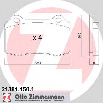 Комплект тормозных колодок, дисковый тормоз 21381.150.1 ZIMMERMANN