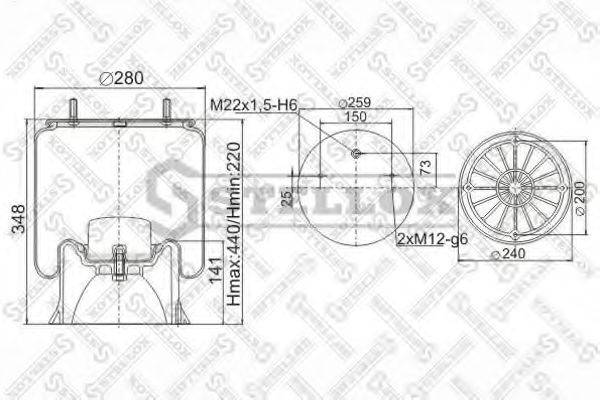 Баллон пневматической рессоры 90-40222-SX STELLOX