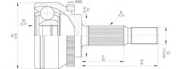 Шарнирный комплект, приводной вал CVJ5574.10 OPEN PARTS