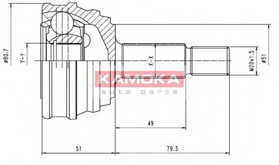 Шарнирный комплект, приводной вал 7010 KAMOKA