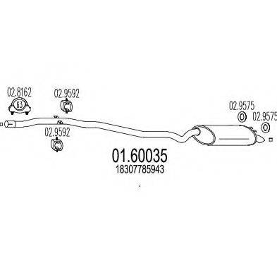Глушитель выхлопных газов конечный 01.60035 MTS