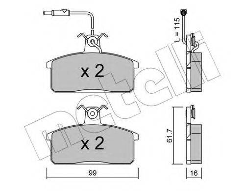 Комплект тормозных колодок, дисковый тормоз 22-0026-2 METELLI