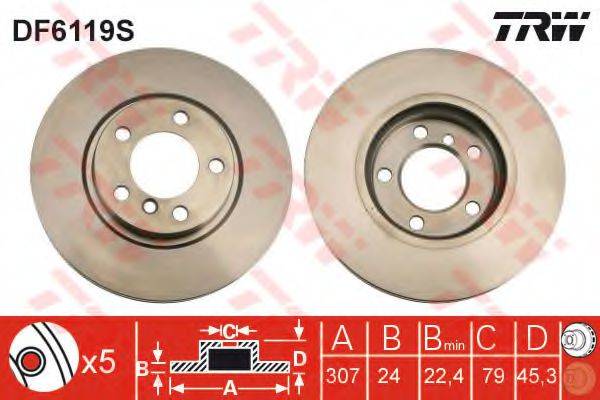 Тормозной диск DF6119S TRW