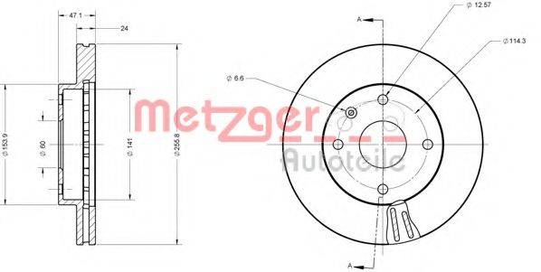 Тормозной диск 6110525 METZGER