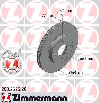 Тормозной диск 200.2525.20 ZIMMERMANN