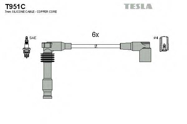 Комплект проводов зажигания T951C TESLA