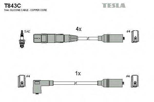 Комплект проводов зажигания T843C TESLA