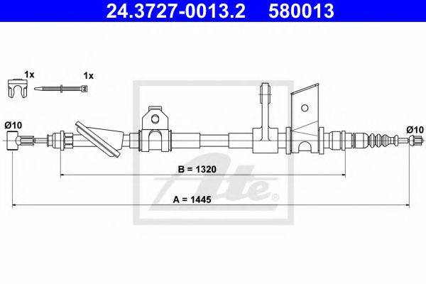 Трос, стояночная тормозная система 24.3727-0013.2 ATE