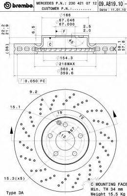 Тормозной диск 09.A819.11 BREMBO