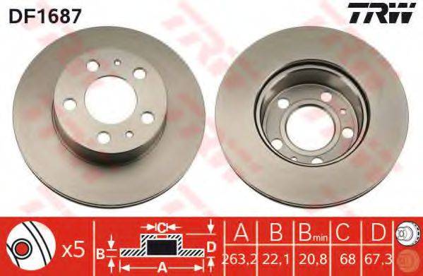 Тормозной диск DF1687 TRW