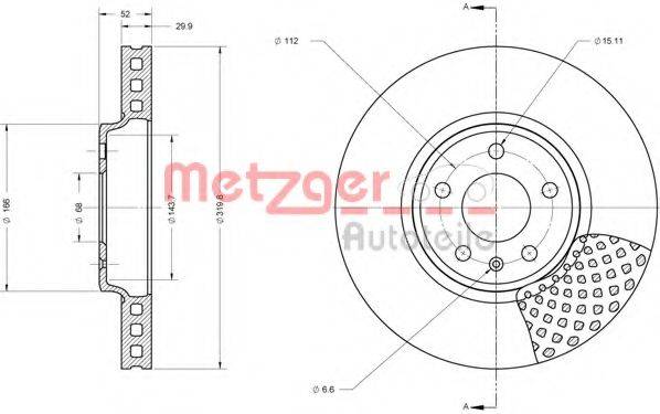 Тормозной диск 6110425 METZGER