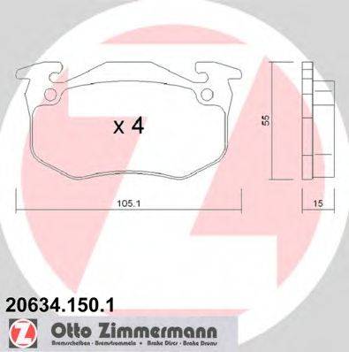 Комплект тормозных колодок, дисковый тормоз 20634.150.1 ZIMMERMANN