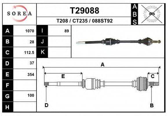 Приводной вал T29088 EAI