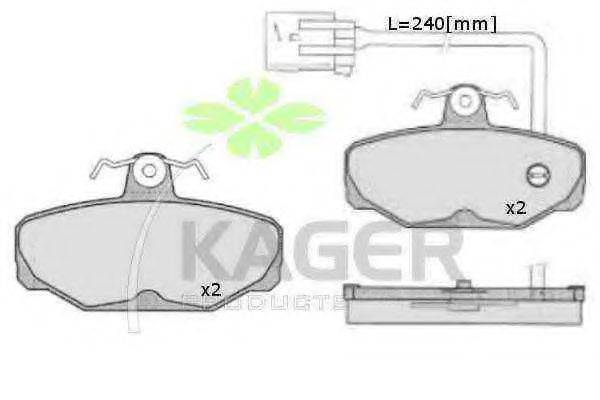 Комплект тормозных колодок, дисковый тормоз 35-0230 KAGER