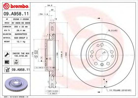 Тормозной диск 09.A958.11 BREMBO