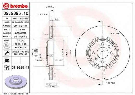 Тормозной диск 09.9895.10 BREMBO