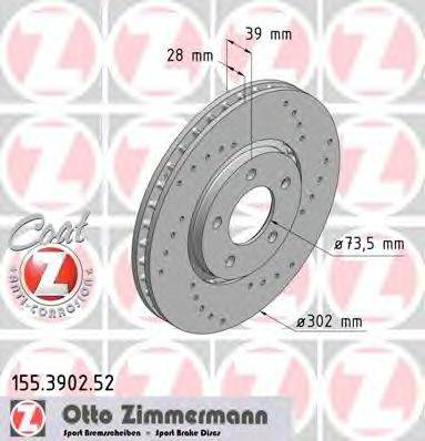 Тормозной диск 155.3902.52 ZIMMERMANN