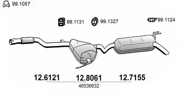 Средний глушитель выхлопных газов 12.6121 ASSO